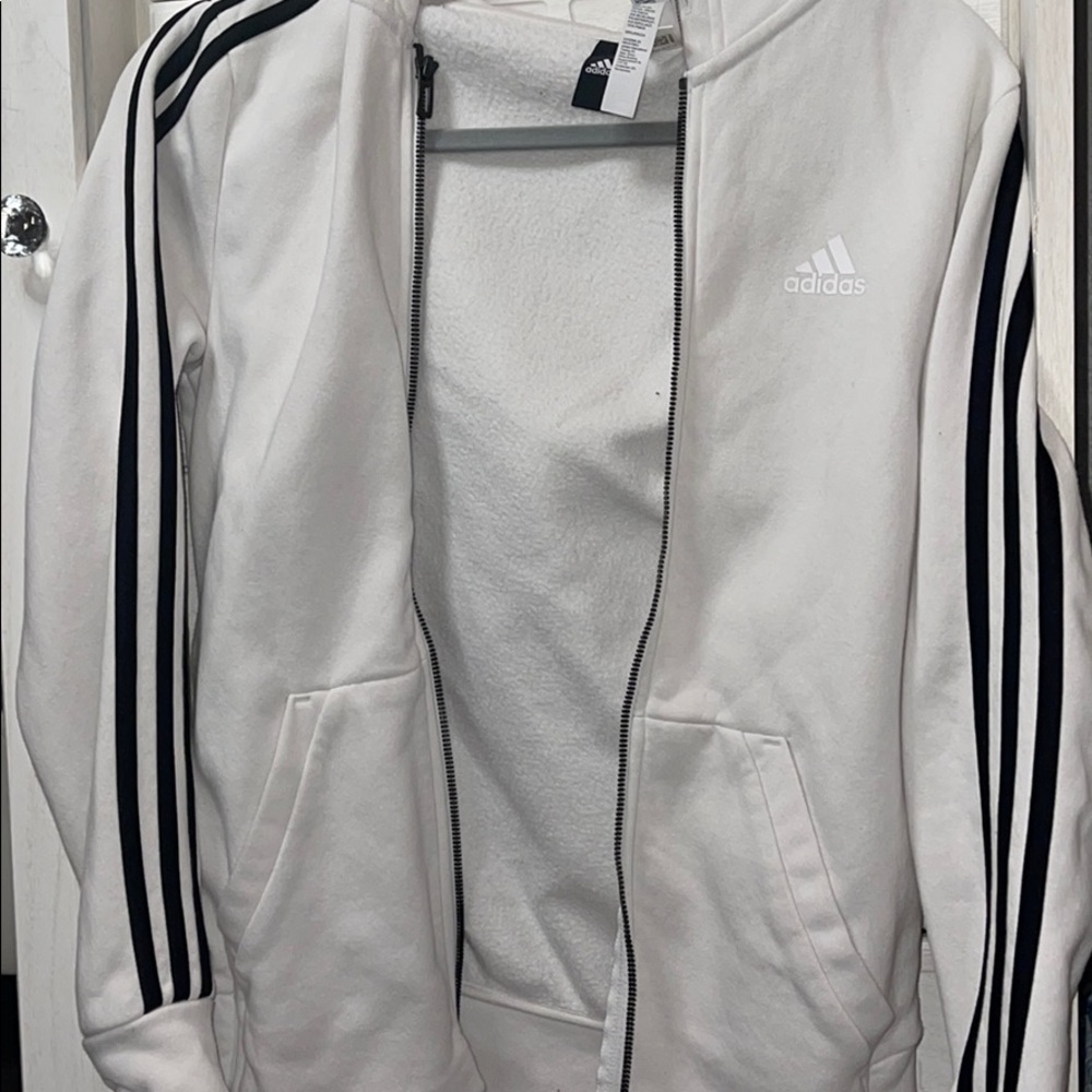 white and black adidas jacket